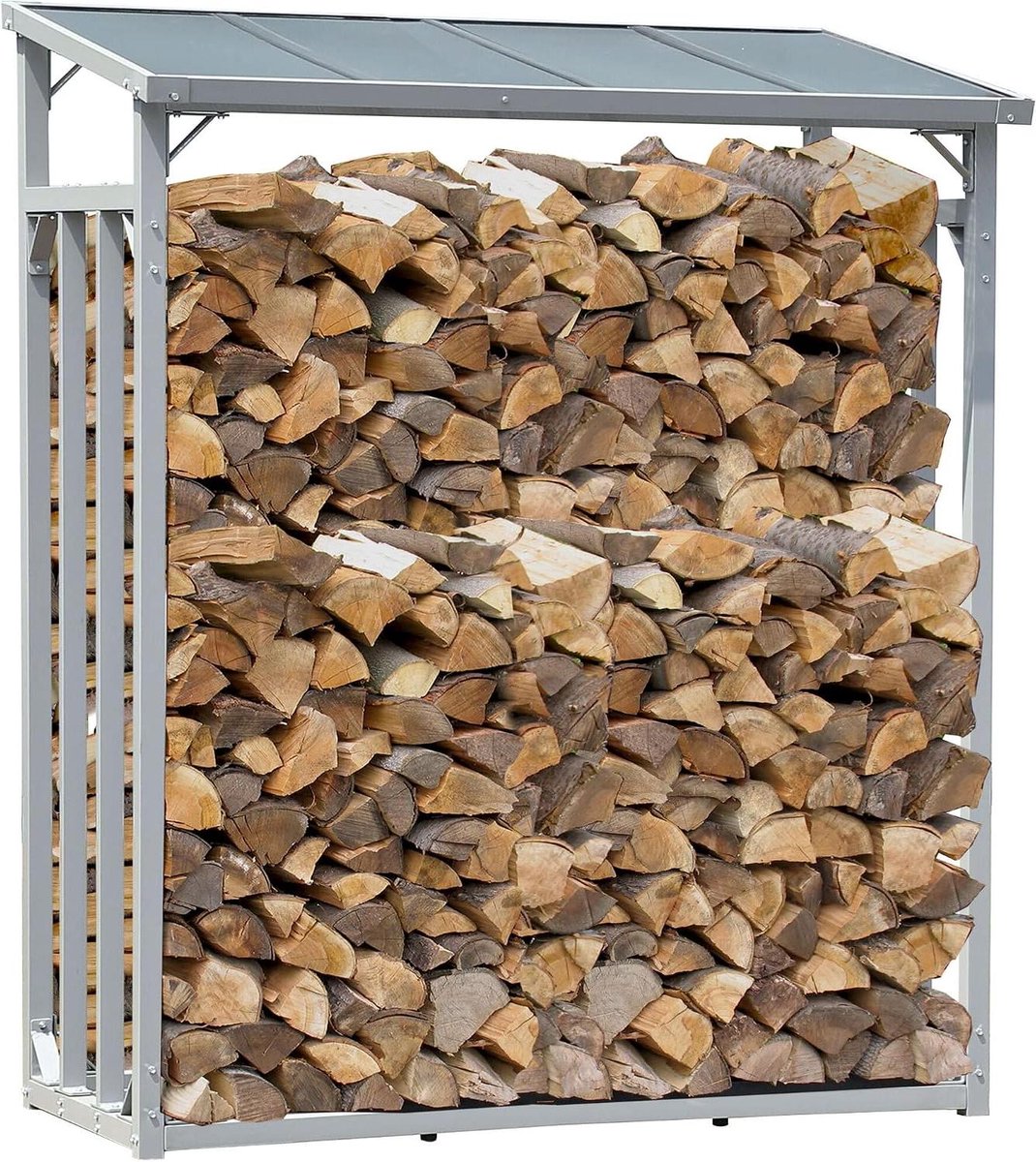 Haardhoutrek - Houtopslag - Buiten Opslag - Polycarbonaat Dak - 143x70x185 cm - Antraciet