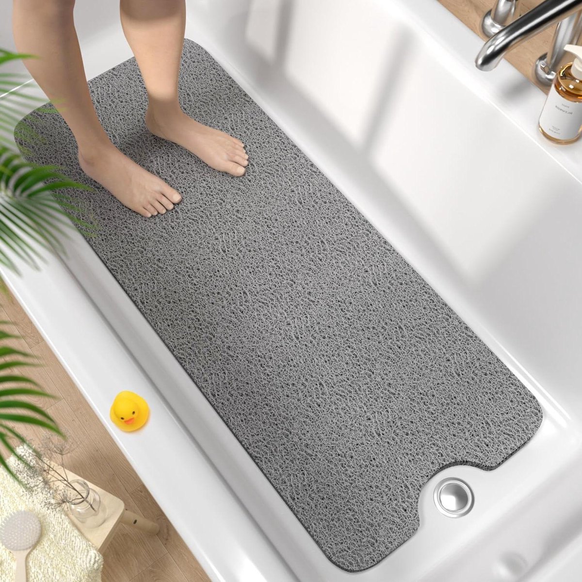 Badmat - Douchemat - Veilig Douchen - Antislip Zonder Zuignappen - 100 x 40 cm - Grijs