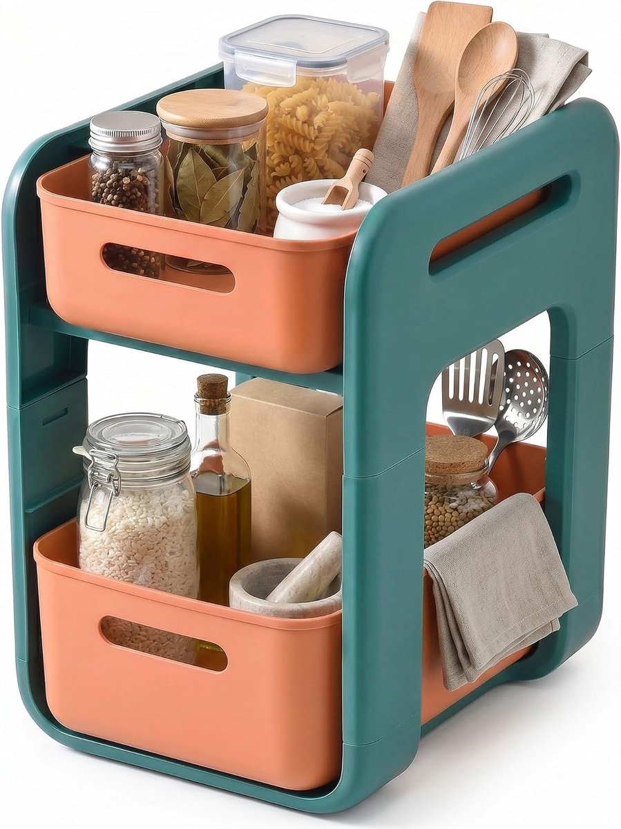 Under Sink Organizer with Pull Out Storage Bins, Stackable Plastic Shelf for Kitchen, Bathroom, Pantry, Laundry - ShopVlot