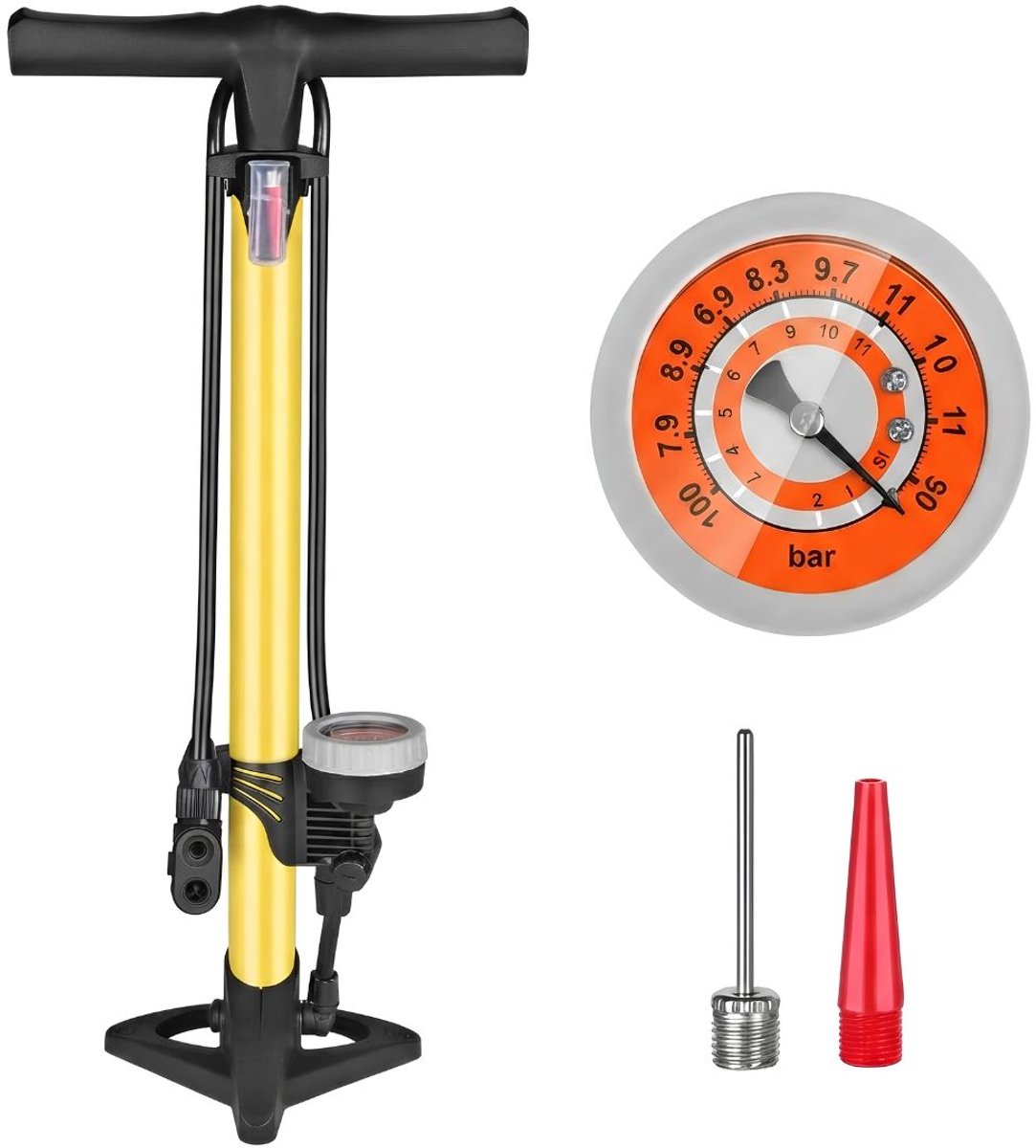 VALI® Fietspomp - Bandenpomp - Luchtpomp - Geel - 45cm x 25cm 16cm
