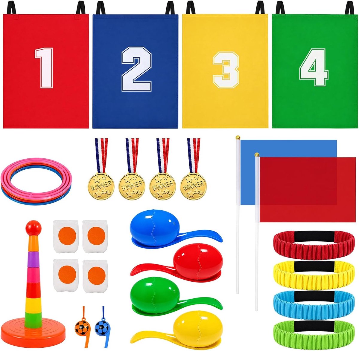 zakracespellen, outdoorspellen, ei en lepel, ringwerpspel, medaille en fluiten, outdoorspellen voor kinderen - ShopVlot