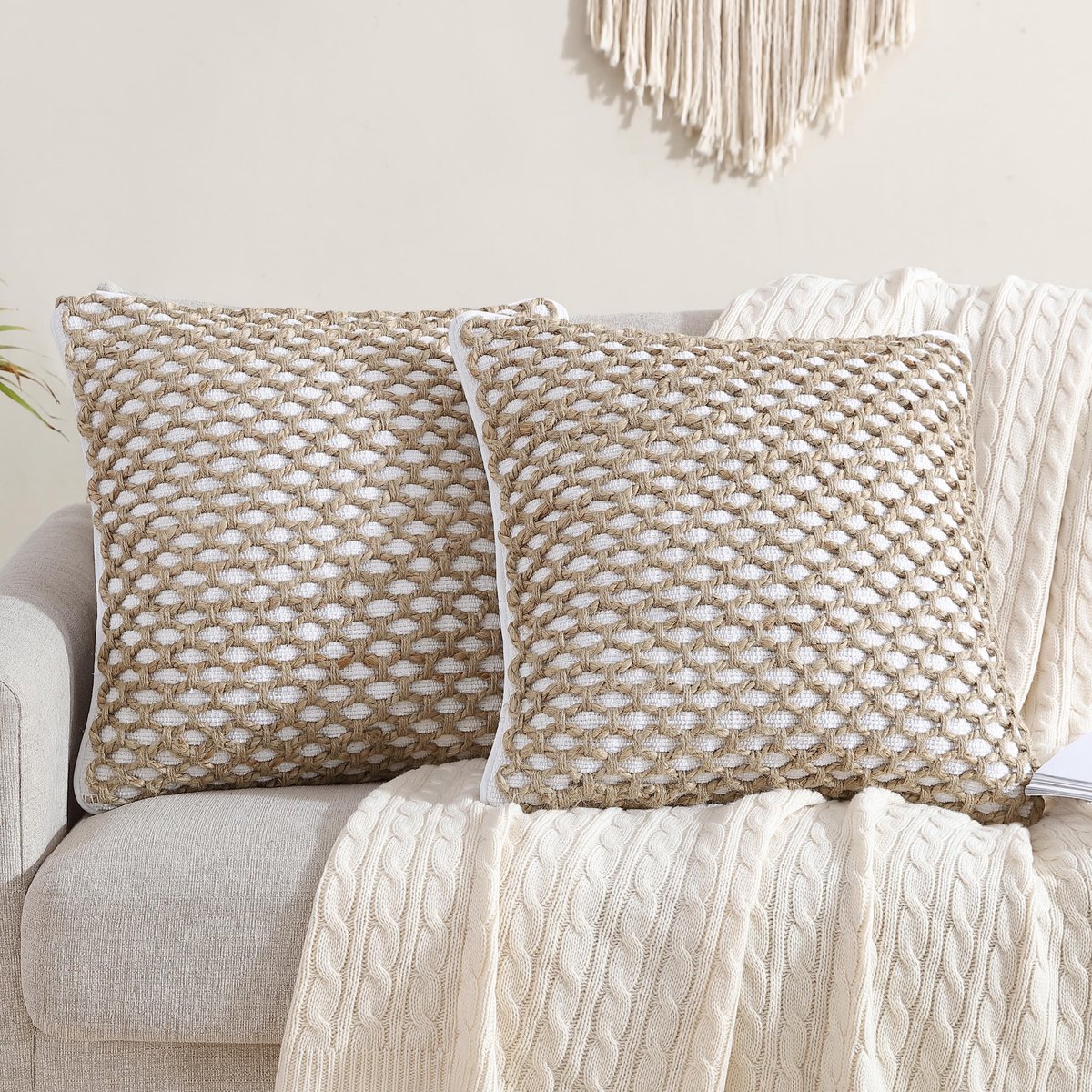 Decoratieve plaid 50 x 50 cm - premium geweven ontwerp - zwart - stijlvolle woonkamerdecoratie - ShopVlot
