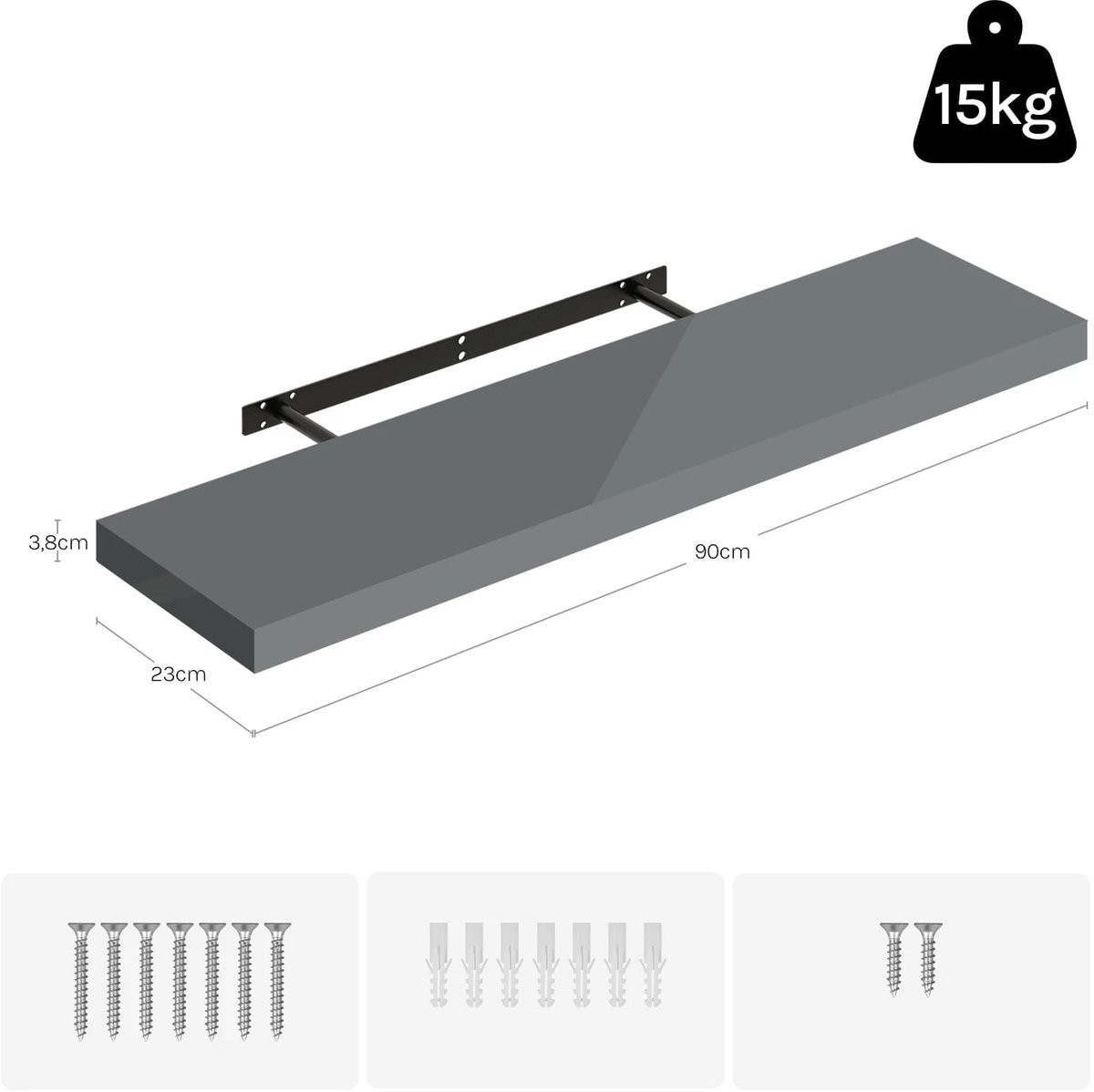 Klarven® Wandplank Zwevend 90cm - Stijlvol Opbergen, Gemakkelijk op te Hangen - B 120 x D 40 cm