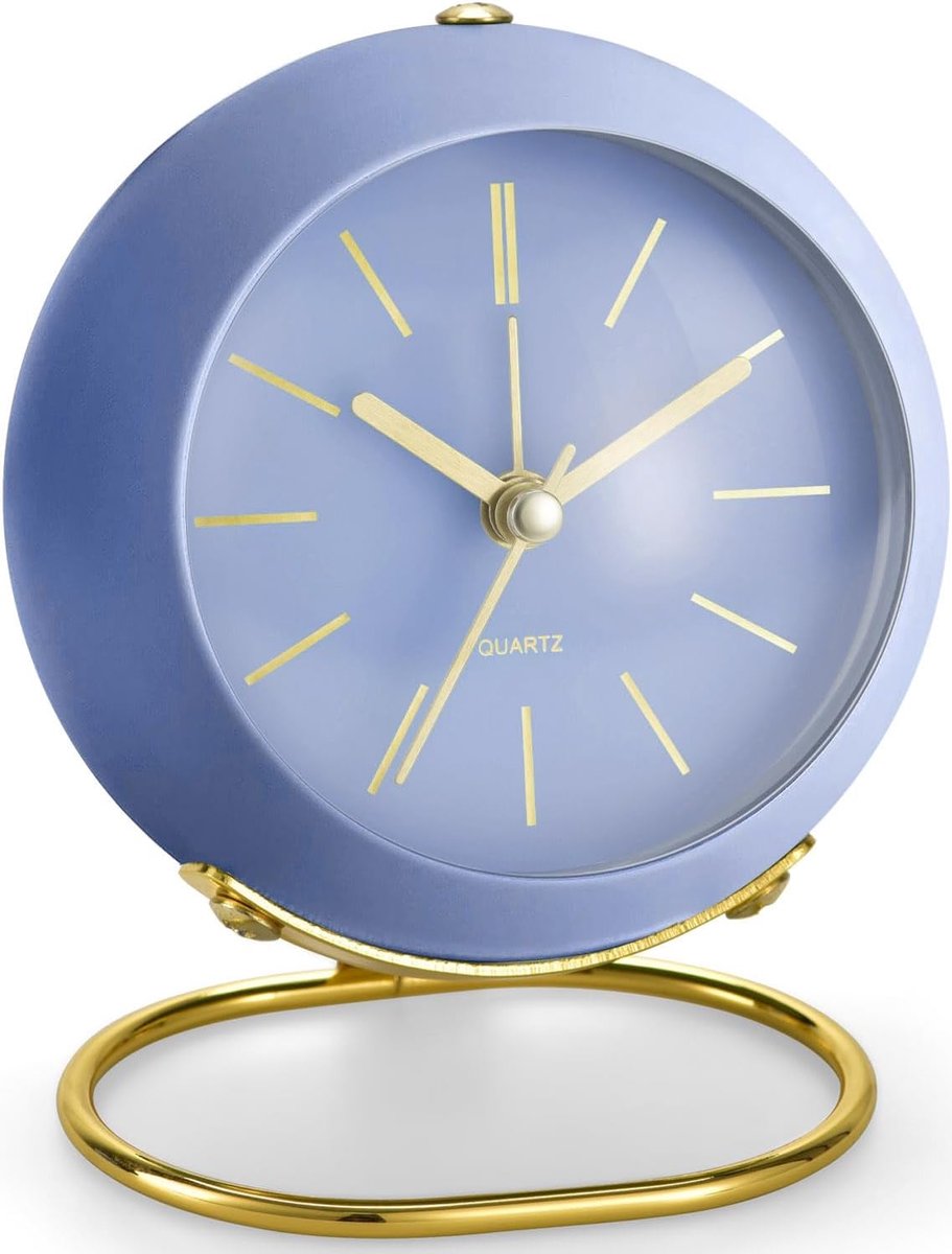 Retro analoge wekker zonder tikgeluid, met nachtlampje, stille werking, werkt op batterijen, is gebruiksvriendelijk en heeft een luid alarm.