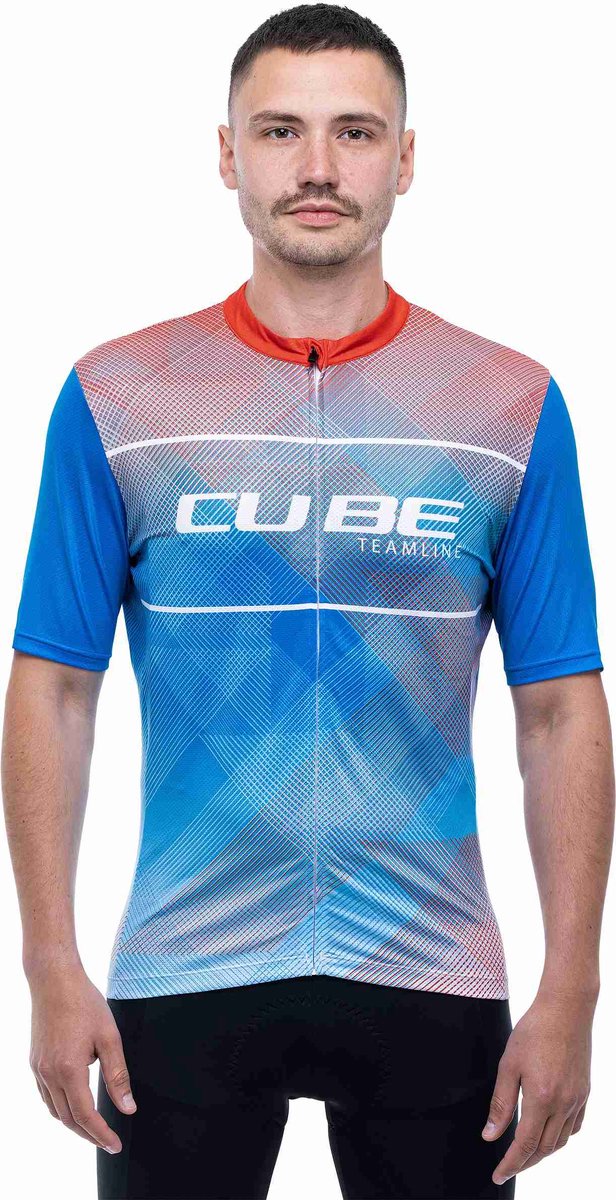 Cube Teamline Cmpt Korte Mouw Wielertrui Blauw M Man
