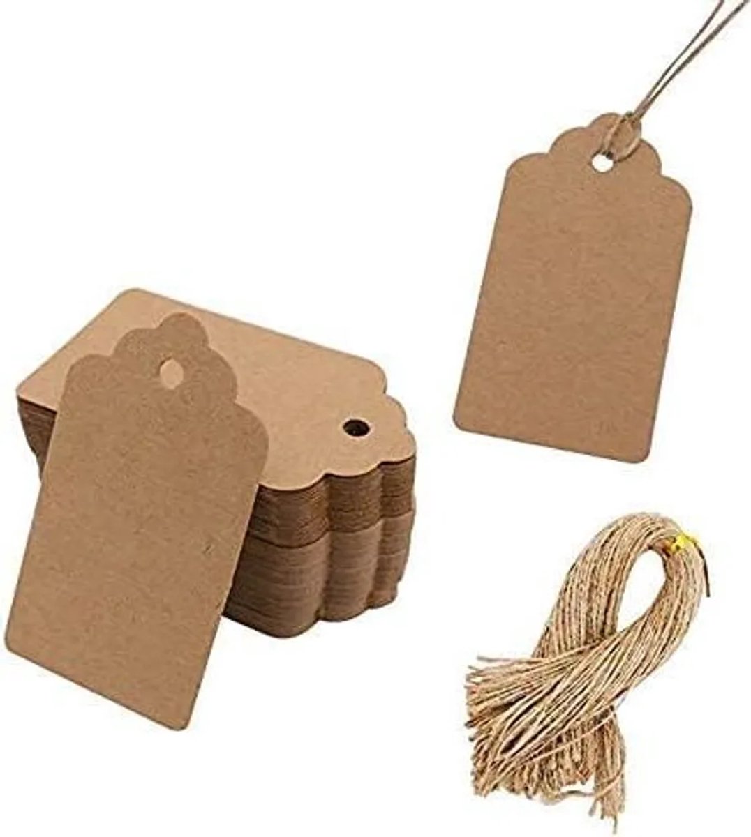 100 cadeaulabels van kraftpapier - Herbruikbaar - Duurzaam