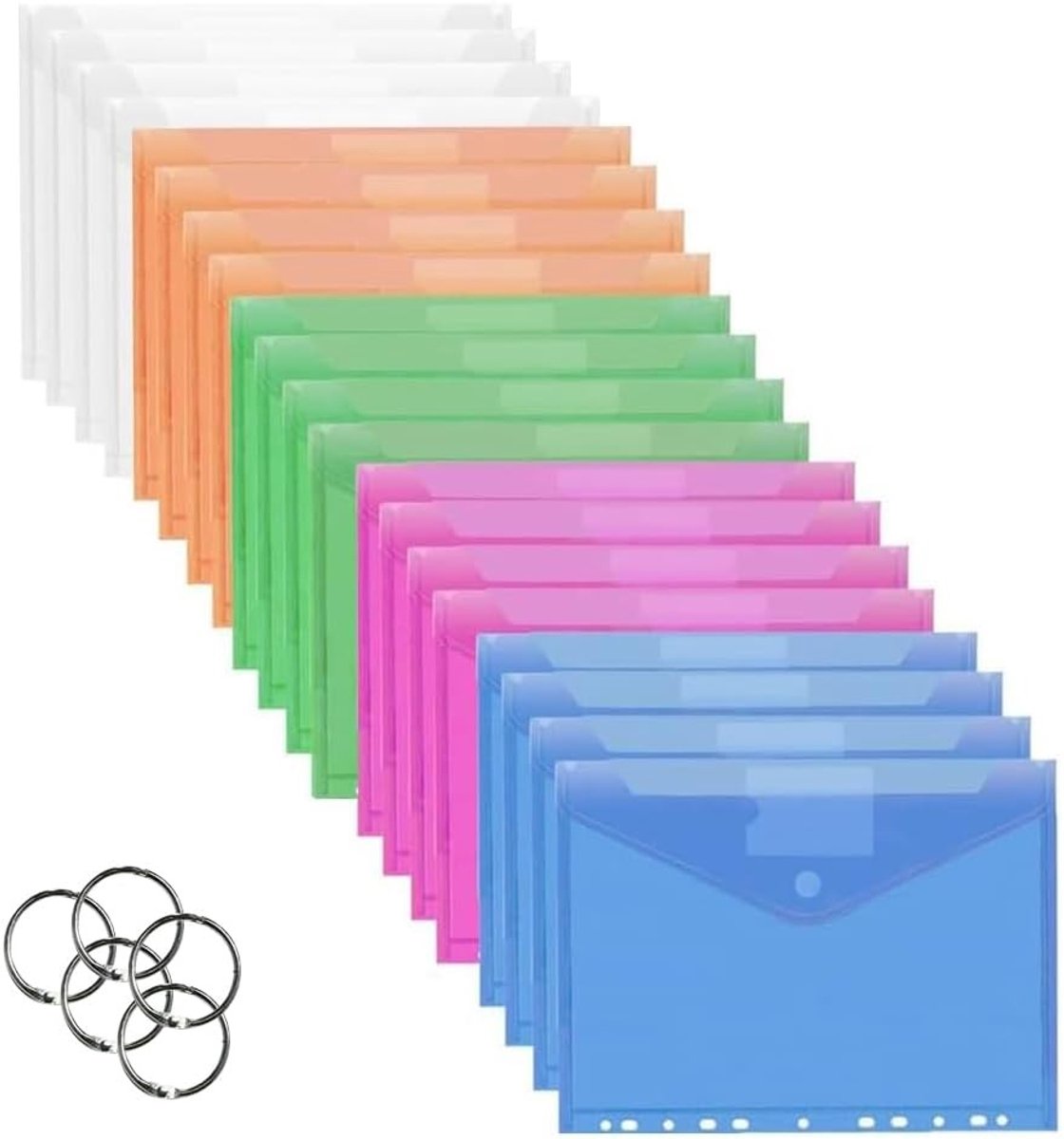 20 Stuks Transparante A4 Document Compartimenten voor Opslag, Zichtzakken en Documenten, Ideaal voor Dagelijks Gebruik en Organisatie