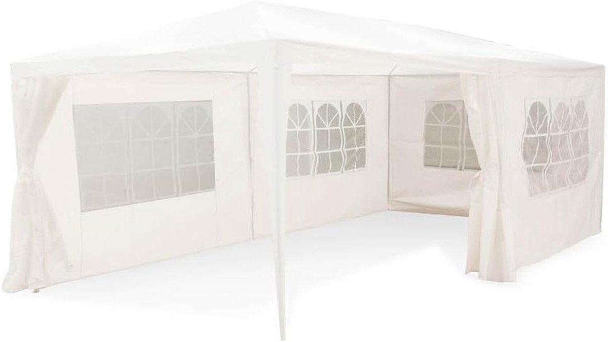 Partytent - Feesttent Paviljoen - Buitenfeesten Organiseren - Met Zijwanden Ramen - 3x6 Meter - Wit