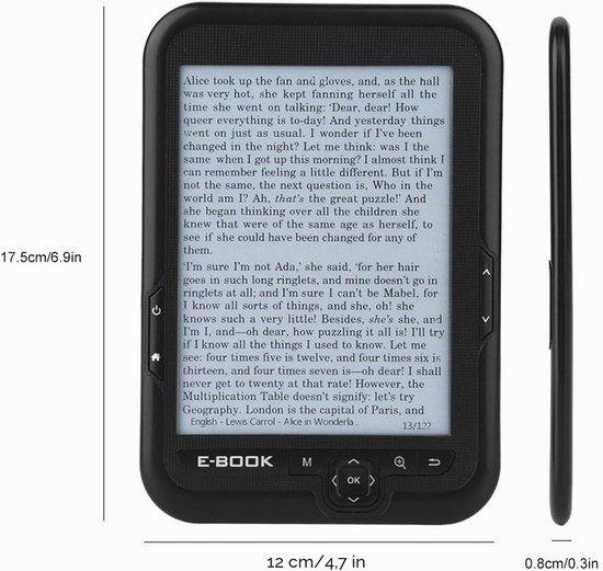 E-booklezer, draagbare e-booklezer, waterdichte e-booklezer, ultradunne e-booklezer (zwart, 8 GB) — afbeelding 2