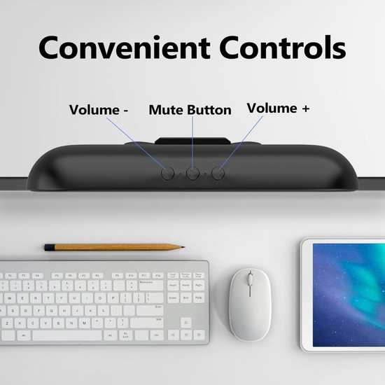 USB monitorluidspreker - Computer soundbar - Film en muziek - Clip-on ontwerp - Niet gespecificeerd - Zwart — afbeelding 5