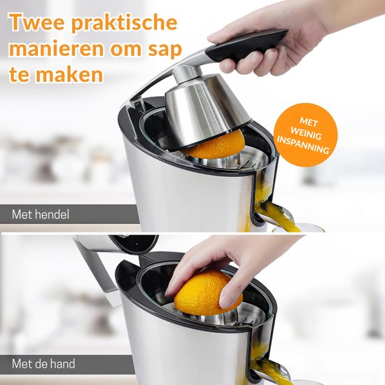 SNJY® Sinaasappelpers - Citruspers - Fruitpers - 200 W - 400ML - Zilver van SNJY — afbeelding 5
