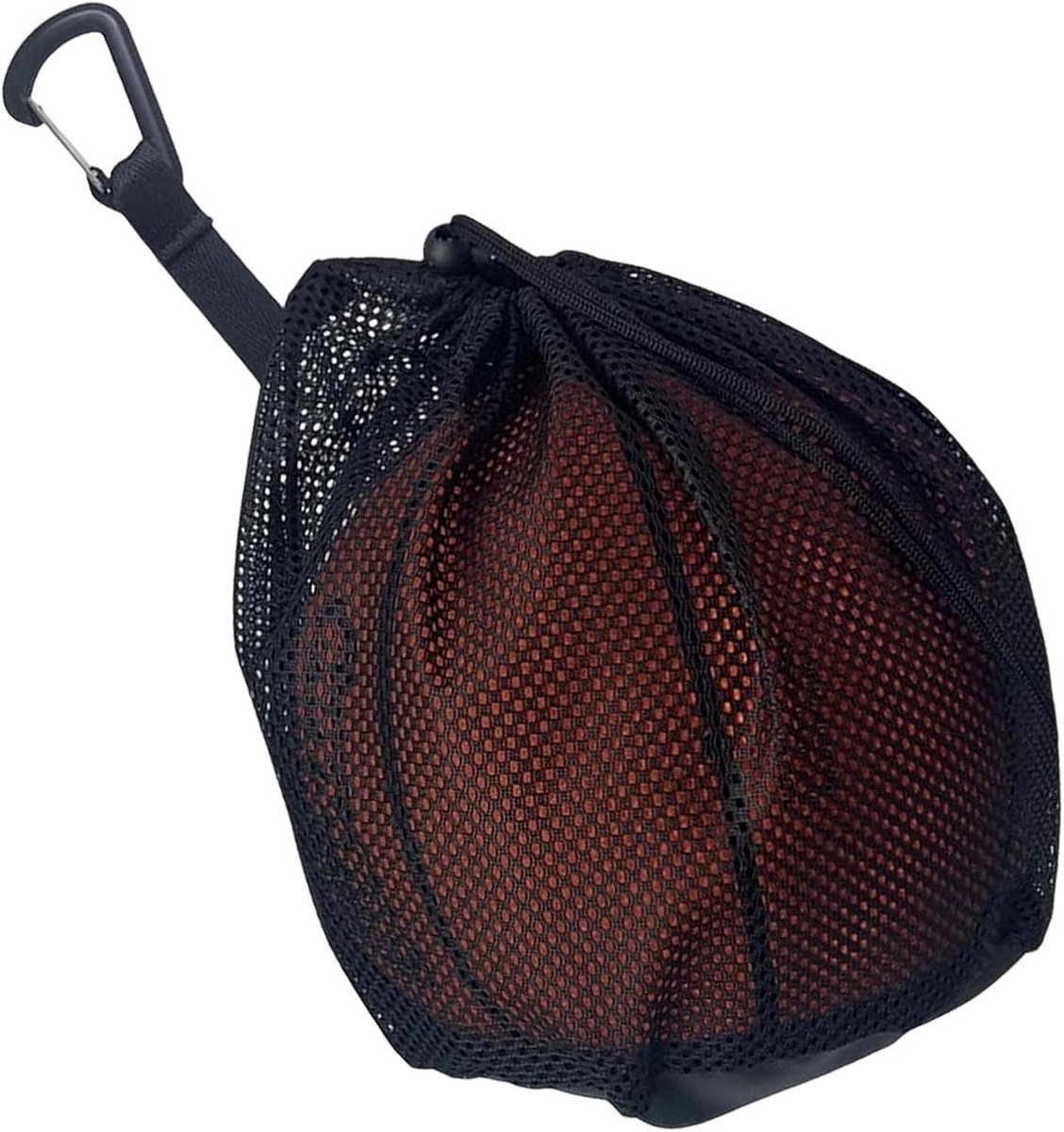 Ademende Mesh Tas voor 1 Bal met Rits, Ideaal voor Basketbal, Voetbal en Volleybal, Zwart