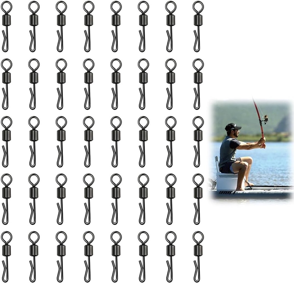 40 Stuks Vissen Swivels en Clips, Snelsluitingen voor Karpervissen, Kwalitatieve Viskoppelingen en Accessoires