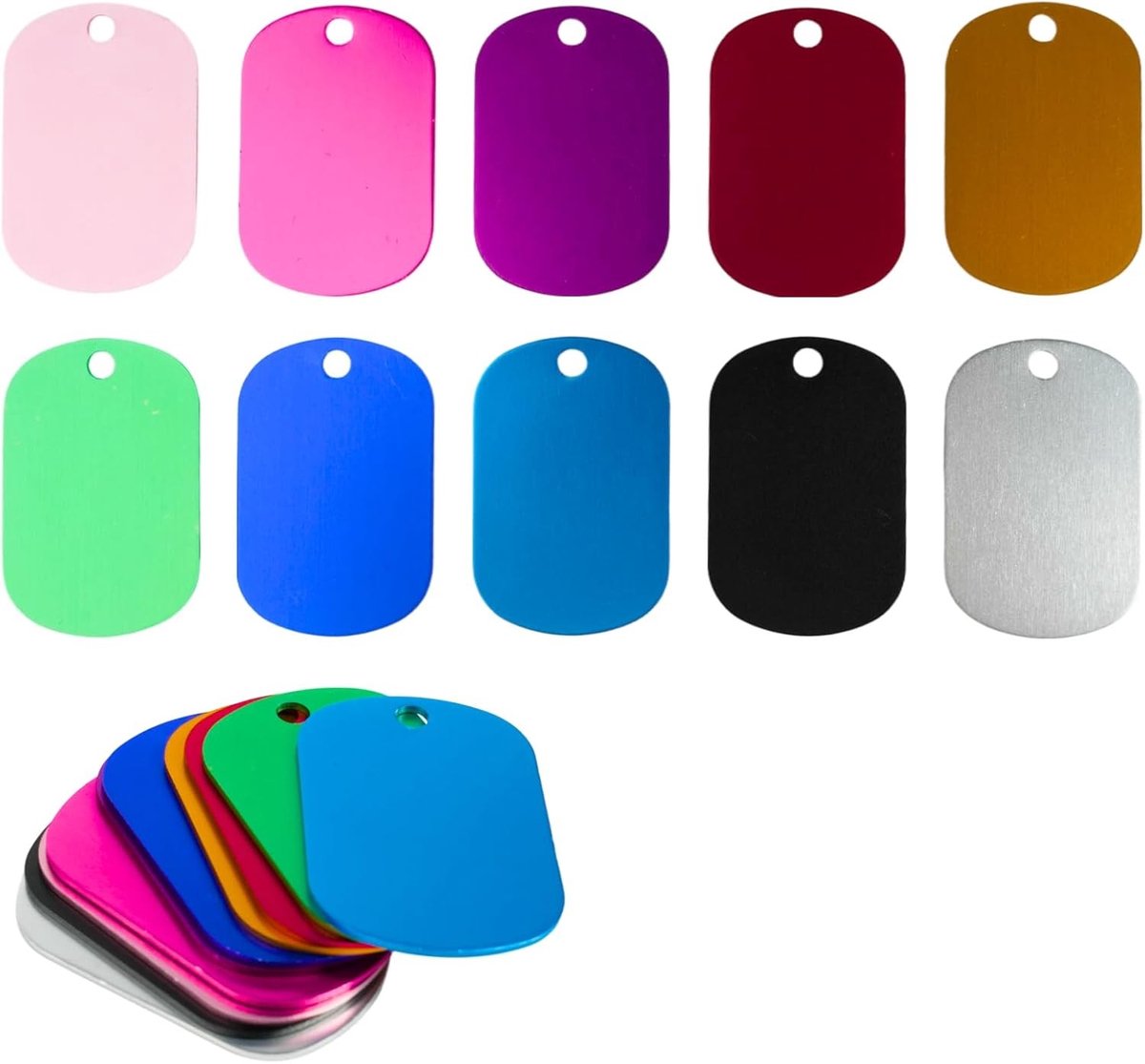 10 Stuks Aluminium Graveer Blanks voor Honden, Sleutelhanger en Labels - Lege Metalen Tags voor Lasergravure en Gepersonaliseerde Geschenken