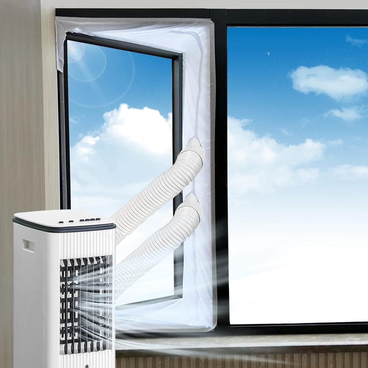 Raamafdichting voor Mobiele Airconditioners, Warmte Stop voor Ramen, Zelfklevend en Eenvoudig te Bevestigen, Geschikt voor Sash Ramen en Dakramen (300 cm)