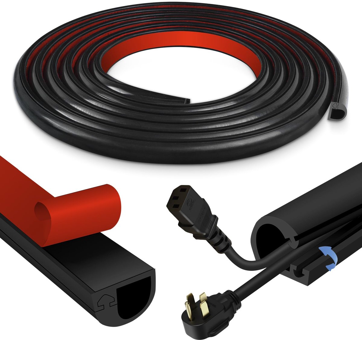 Kabelgoot zelfklevend 14 mm - siliconen - flexibele kabelbrug - kabelbescherming en verbergen van kabels - ShopVlot