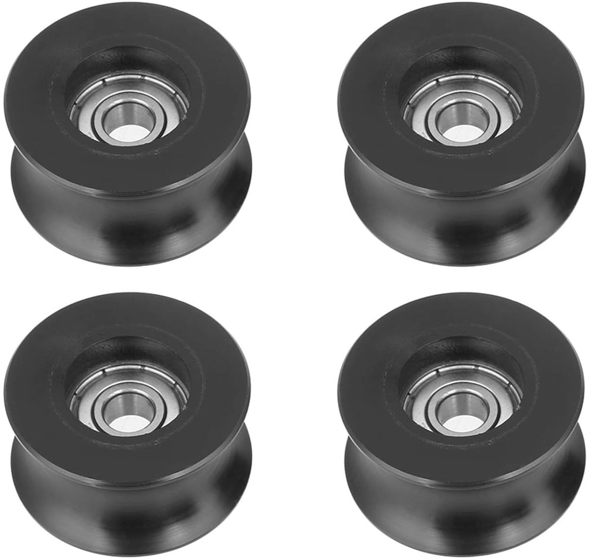 Set van 4 U-groef pulleys, 8 x 4 x 2 cm, ideaal voor deuren, ramen en mechanische aandrijvingen, soepel rollend en duurzaam