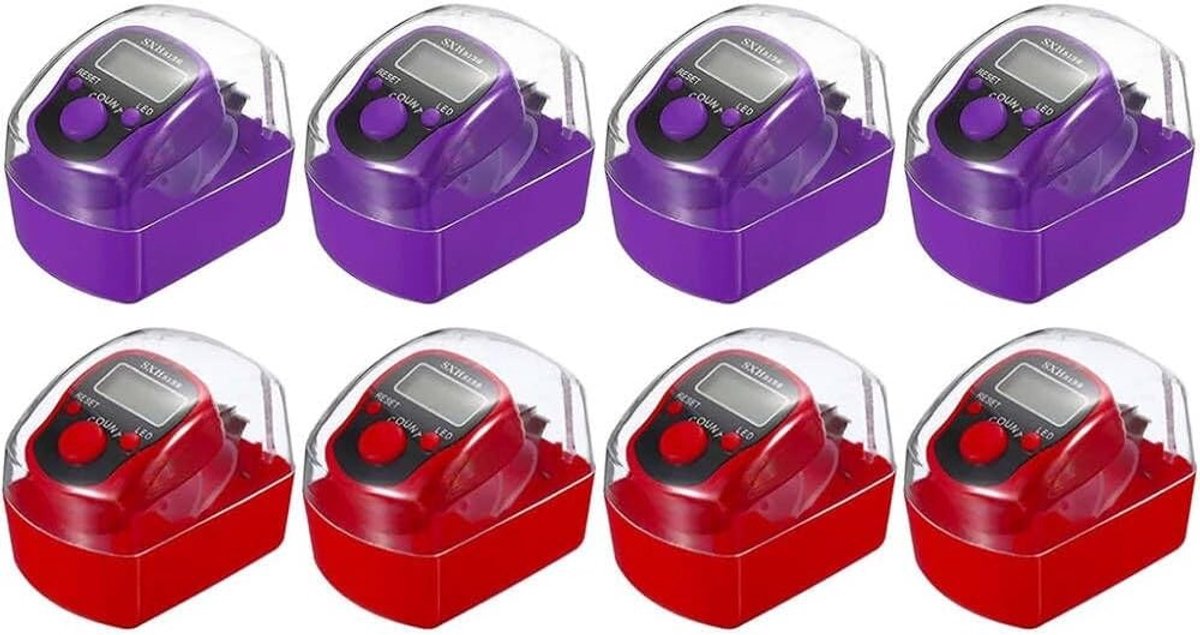 8-delige LED Handheld Tellingsteller, 5-cijferige Klikker voor Sport en Fitness, Ideaal voor Golf en Oefeningen, Inclusief Opbergdoos