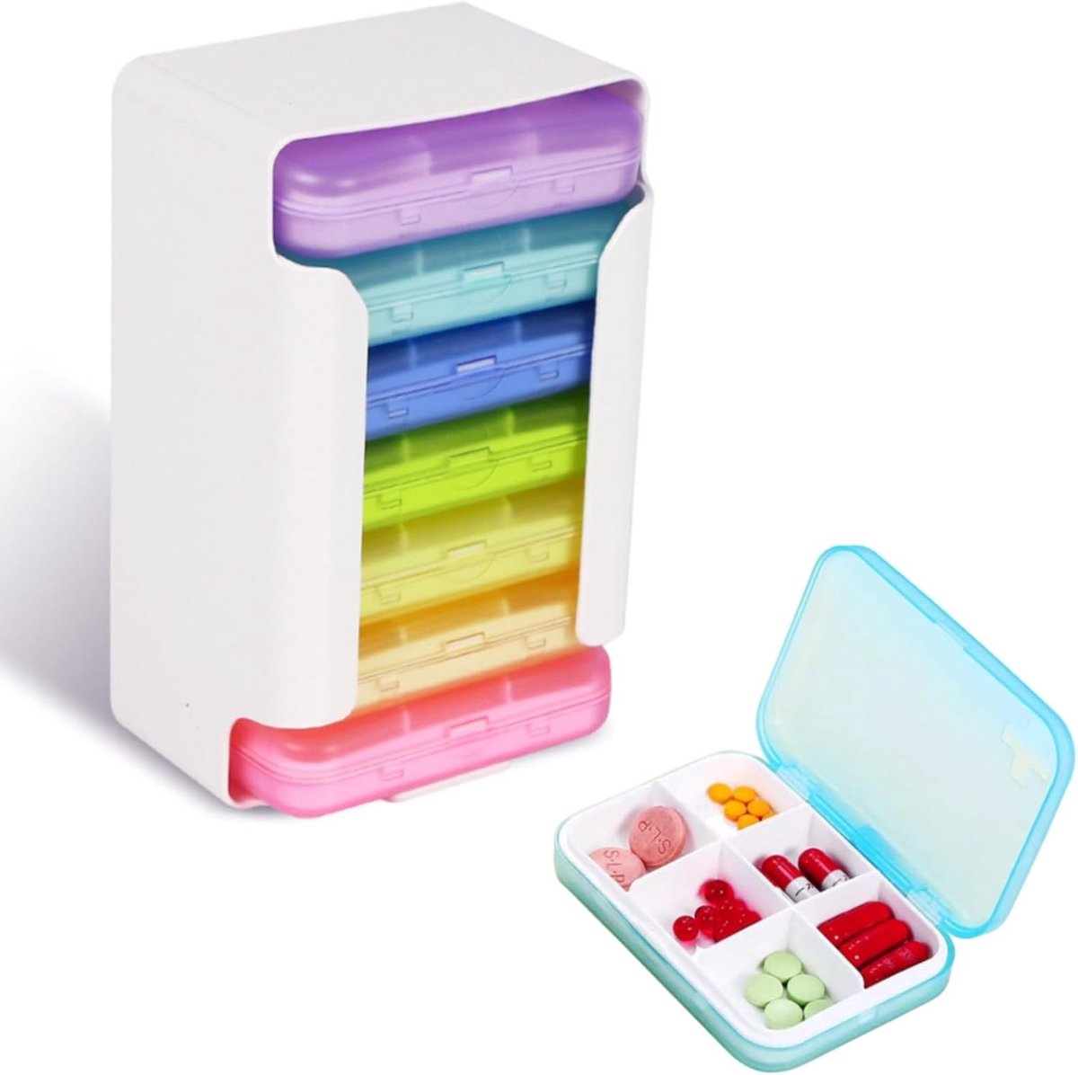 Weekly Pill Organizer voor 7 Dagen, Persoonlijke Pillendozen met Duidelijke Weekmarkering, Compact en Draagbaar voor Thuis en Onderweg