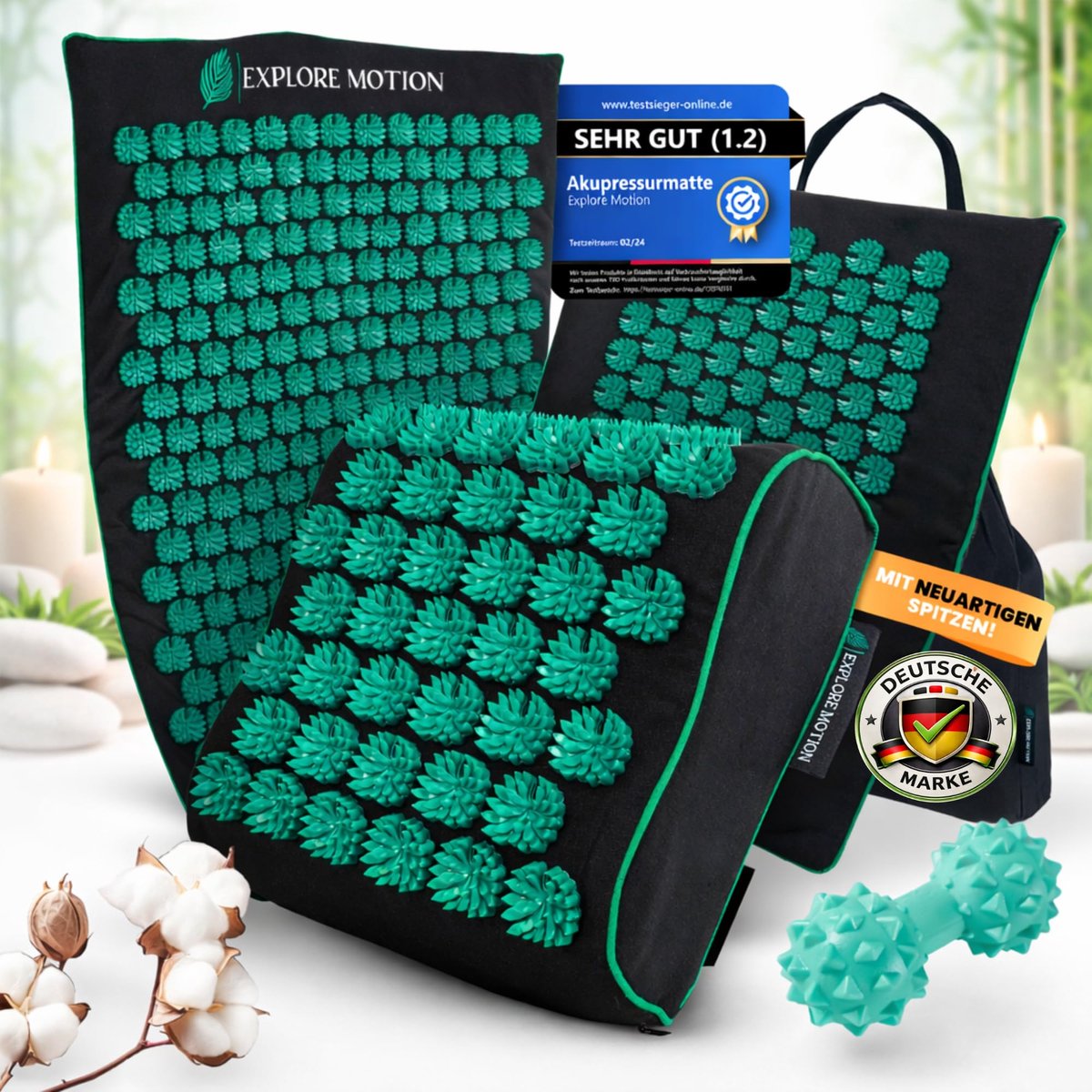 Acupressuurmat 6-in-1 premiumset - Natuurlijke vezels - Rug- & nekmassage - Verminder stress - ShopVlot