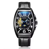Soraro Automatische Tourbillon Horloge Zwart | Waterafstotend | 42mm | Cadeau Giftbox | Leer | Zwarte Band