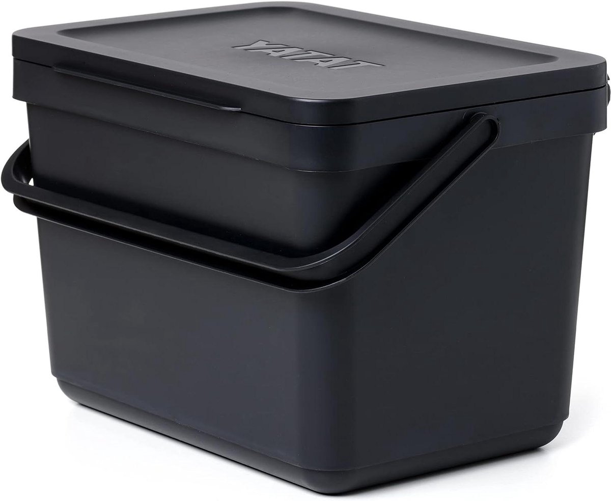 Afvalbakje Keuken - Compostbak GFT - Afval Scheiden - Gemaakt Gerecycled Materiaal - 6 Liter - Zwart
