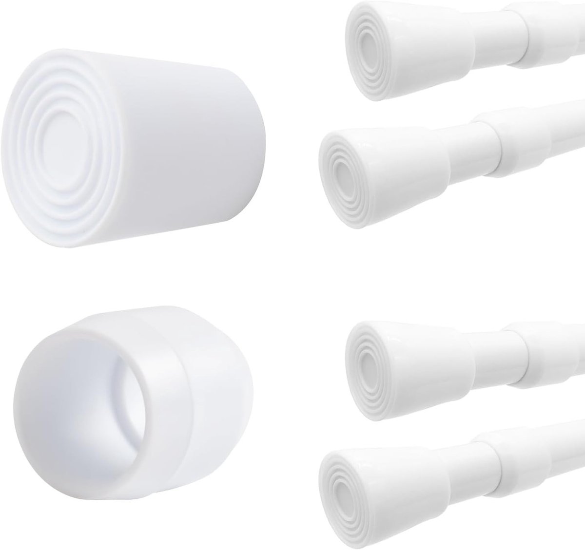 Set van 8 Spanningstangen Eindkappen, Antislip, Waterdicht en Corrosiebestendig voor 13/16 Telescoopstangen