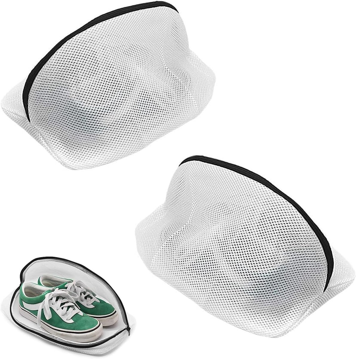 Set van 2 wasnetten voor schoenen, stevige en lichtgewicht waszakken, ideaal voor sneakers, ondergoed en reizen, met rits en opvouwbaar ontwerp