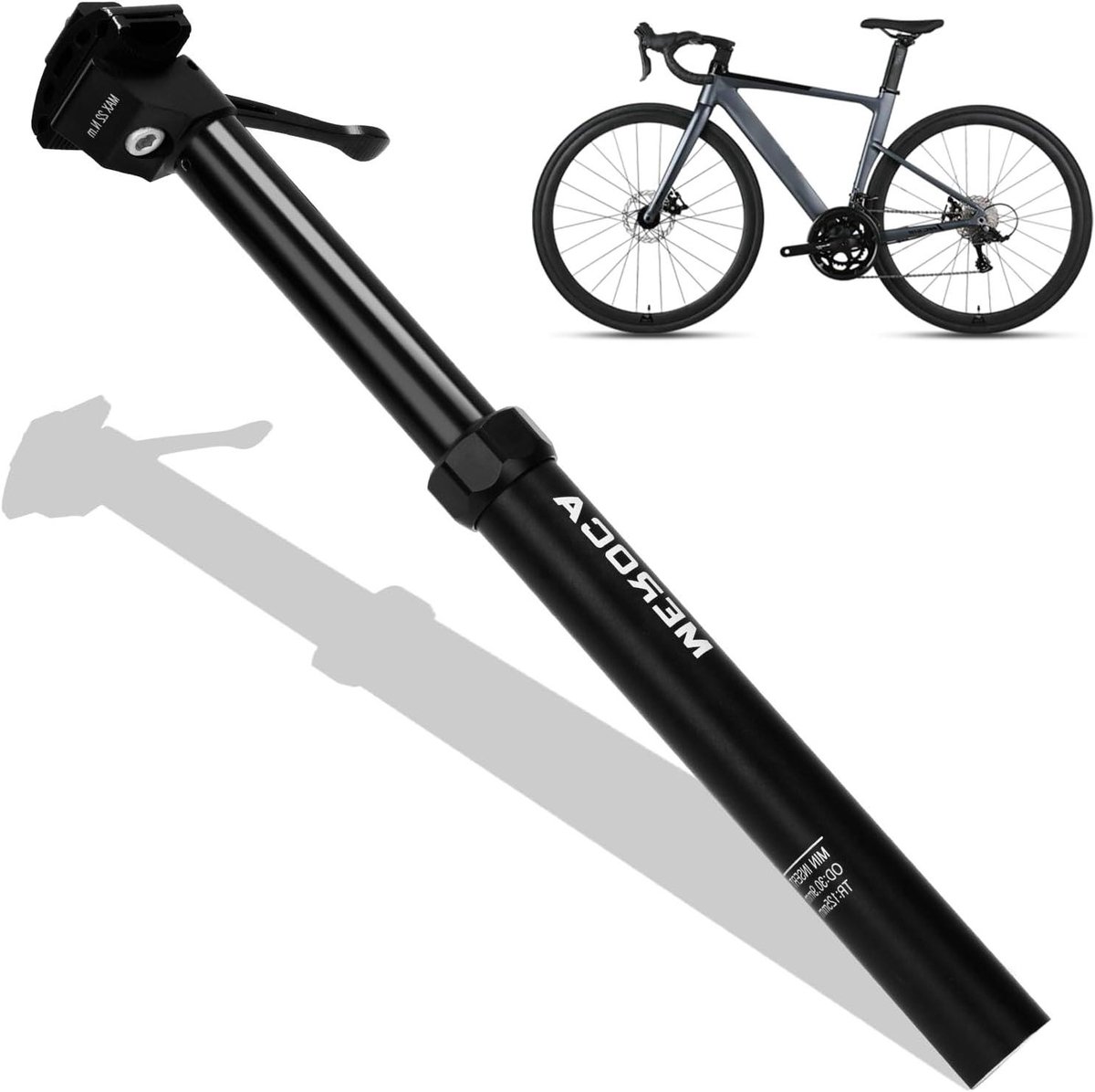 Fietsdropper zadelpen - Telescopische zadelpen - Comfortabel fietsen - Hydraulisch verstelbaar - 309/316 mm - Zwart