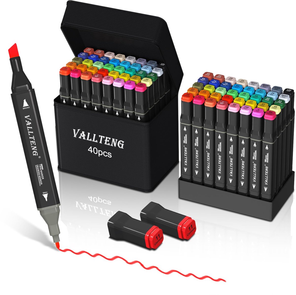 Alcohol markers set 40 kleuren - dual tips kleurstiften - permanente kunststiften - ideaal voor illustraties - ShopVlot