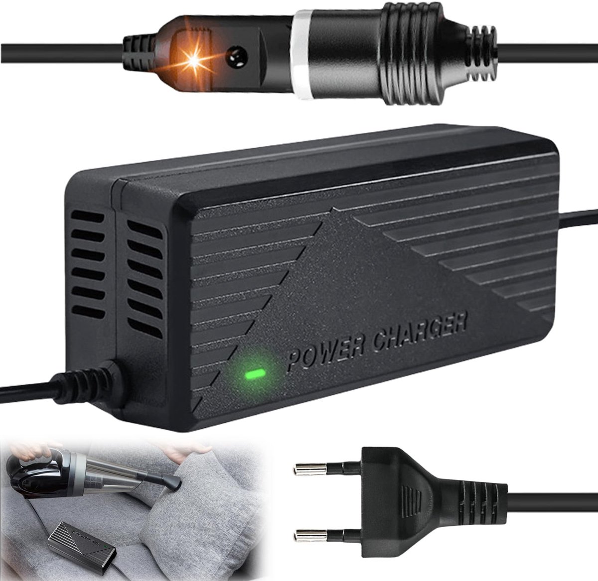 Spanningsomvormer 220 V naar 12 V - adapter voor sigarettenaansteker - netadapter voor koelbox - ideaal voor onderweg - ShopVlot