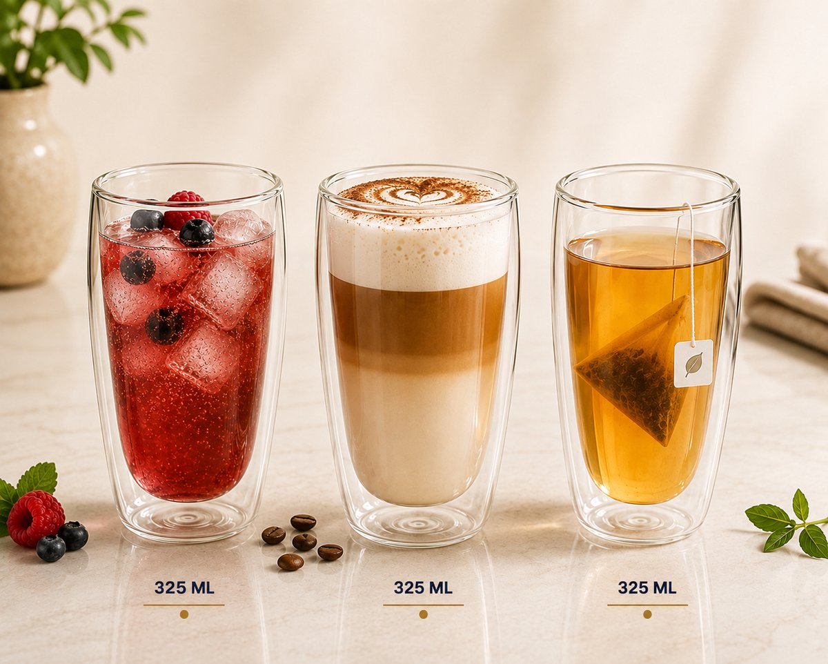 Dubbelwandige Cappucino Glazen 3 stuks - Luxe Cappuccinoglazen Dubbelwandig - Thermoglazen 325 ml - Lichtgewicht Borosilicaatglas - Warm- en Koudhoudend - Dubbelwandige Glazen voor Lungo & Cappuccino - Koffie & Thee kopjes - Glass Set - SilverCrest — cadeau in Koken & Dineren - foto 4