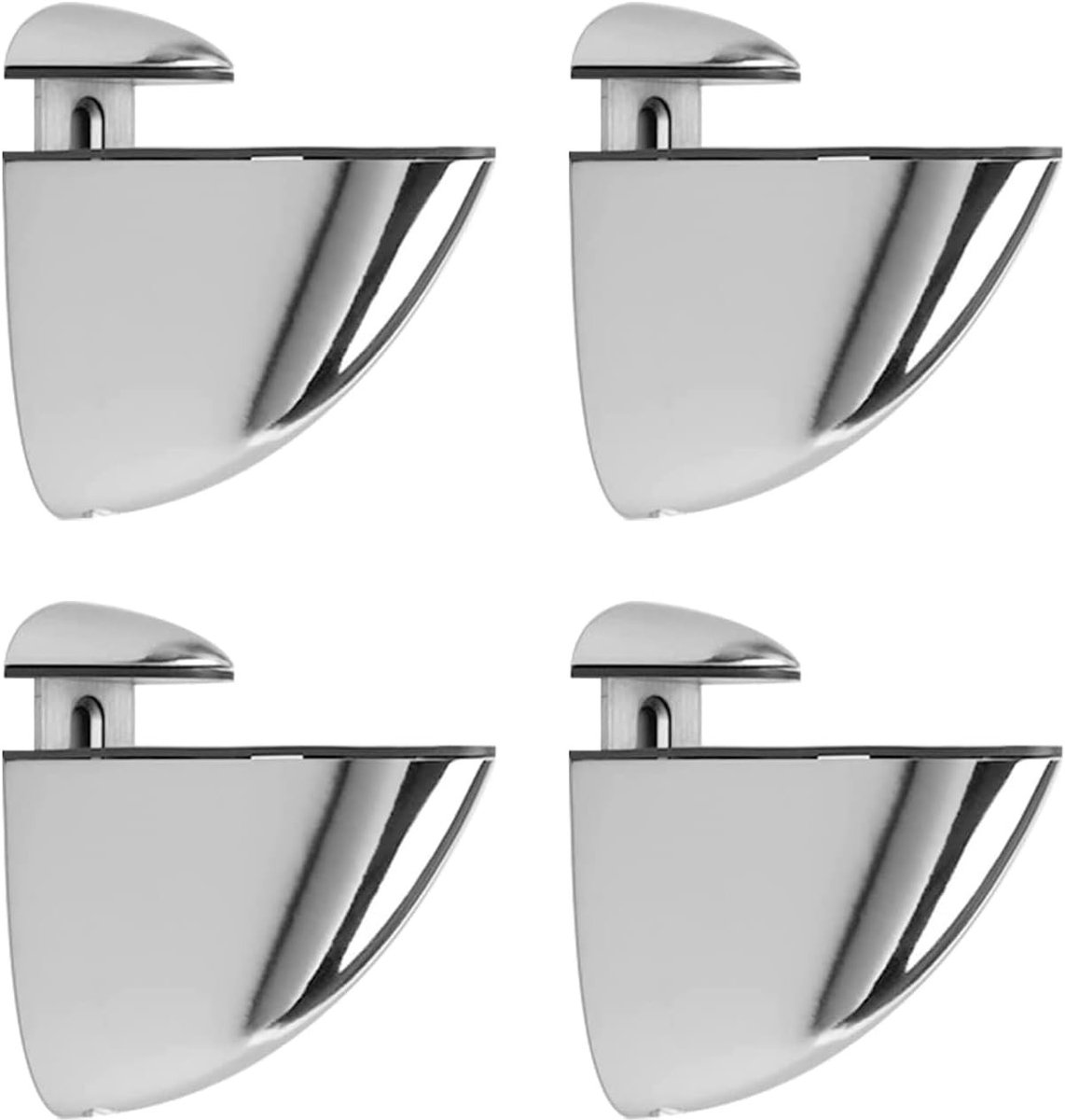 Verstelbare Glazen Plankhouder, 4 Stuks, Wandmontage voor Glazen Planken, Glazen Klem voor 2-23mm Planken, Zilver, Ideaal voor Thuis en Kantoor