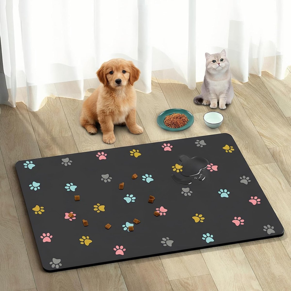 Absorberende Voer Mat voor Huisdieren, 50 x 30 cm, Sneldrogend, Antislip, Dierlijke Voeding Mat, Onderlegger voor Honden en Katten