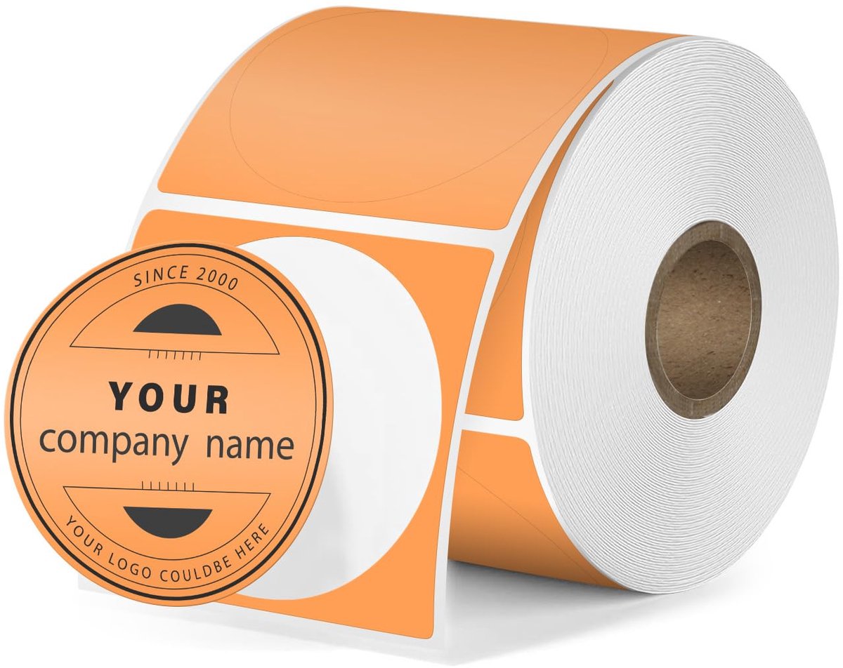 Thermische etiketten 30 mm - oranje cirkelstickers - vinyl, waterdicht, verwijderbaar - ideaal voor labelen - ShopVlot