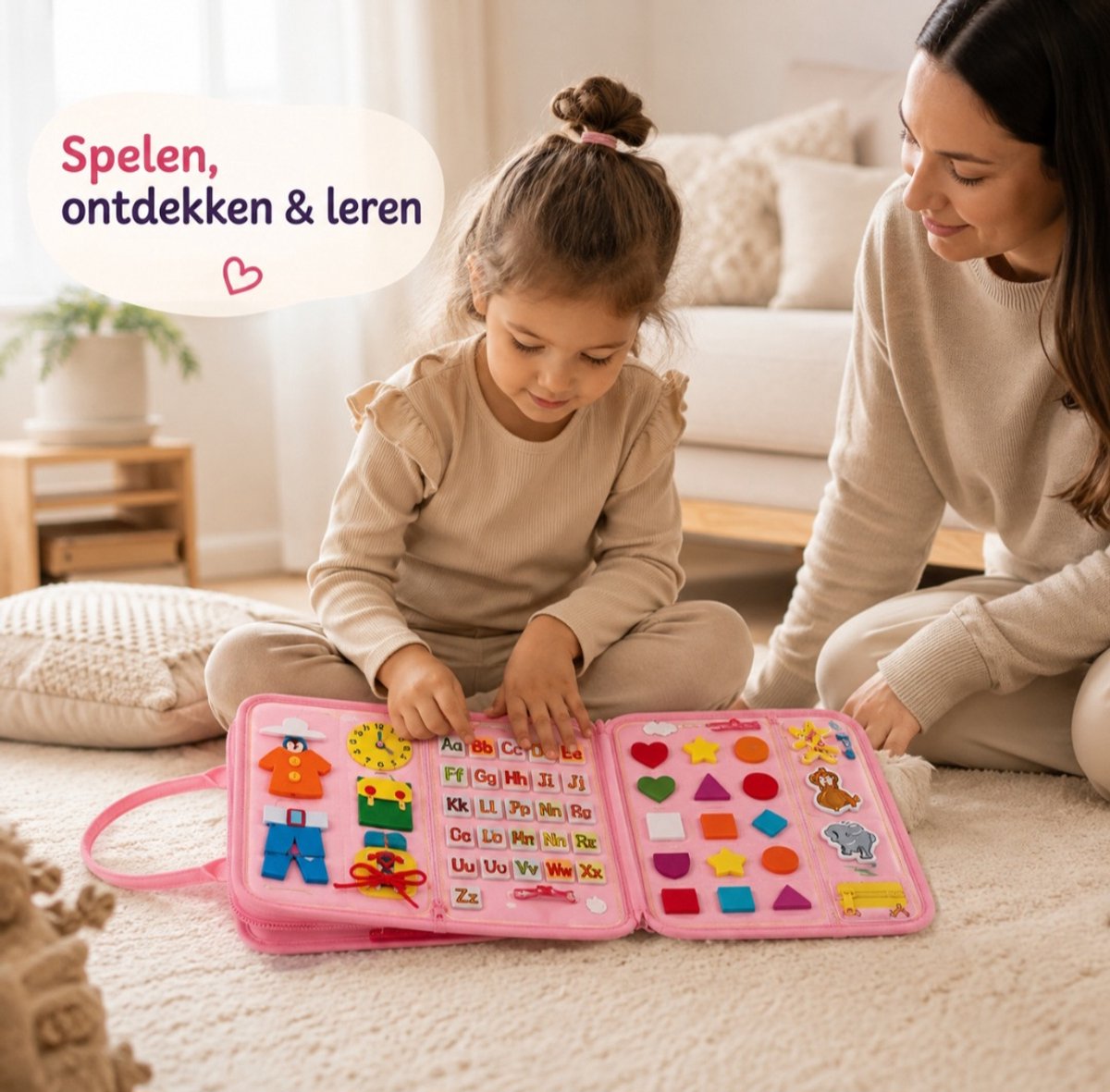 Baby Sonrisa Busy Book Roze - Montessori Activiteitenboek voor Baby & Peuter - Educatief Sensorisch Speelgoed - Kinderspeelgoed - Vanaf 3 Jaar — afbeelding 8