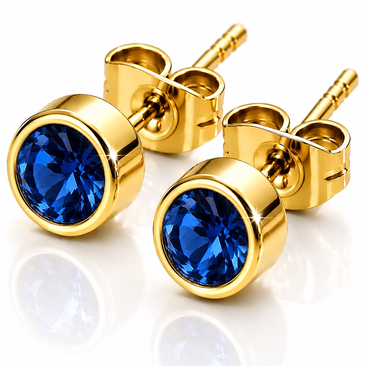 Maevi® Geboortesteen Oorbellen - Maand: September - Hoge Kwaliteit - Oorknopjes / Oorbel - Geboorte Steen / Birth Stone Earrings - Roestvrijstaal / RVS / Stainless Steel - Verkleurt Niet - Incl. Luxe Verpakking