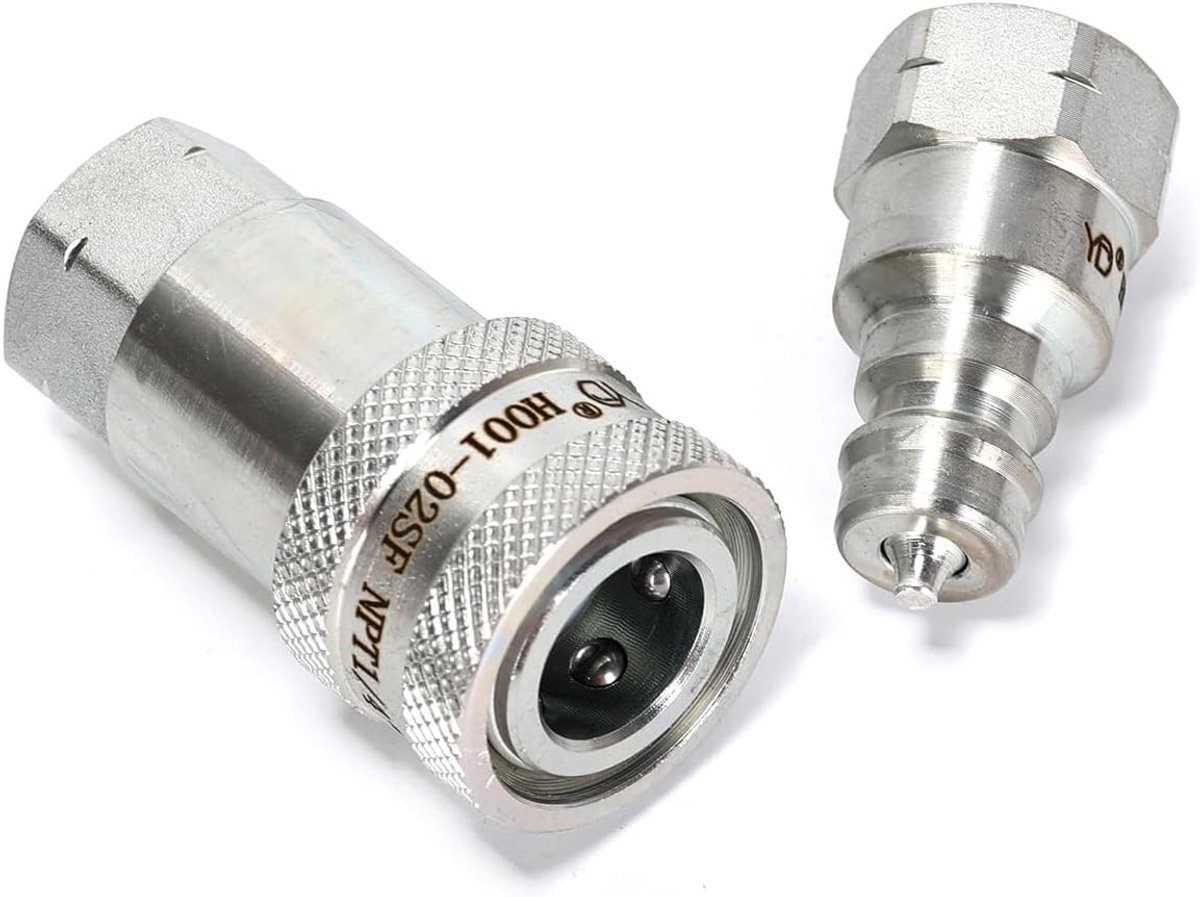 Set van Snelle Koppelingen voor Hydraulische Aansluitingen - Geschikt voor Bouw, Bosbouw en Landbouwtoepassingen met 1/4 Inch Vrouwelijke Aansluiting