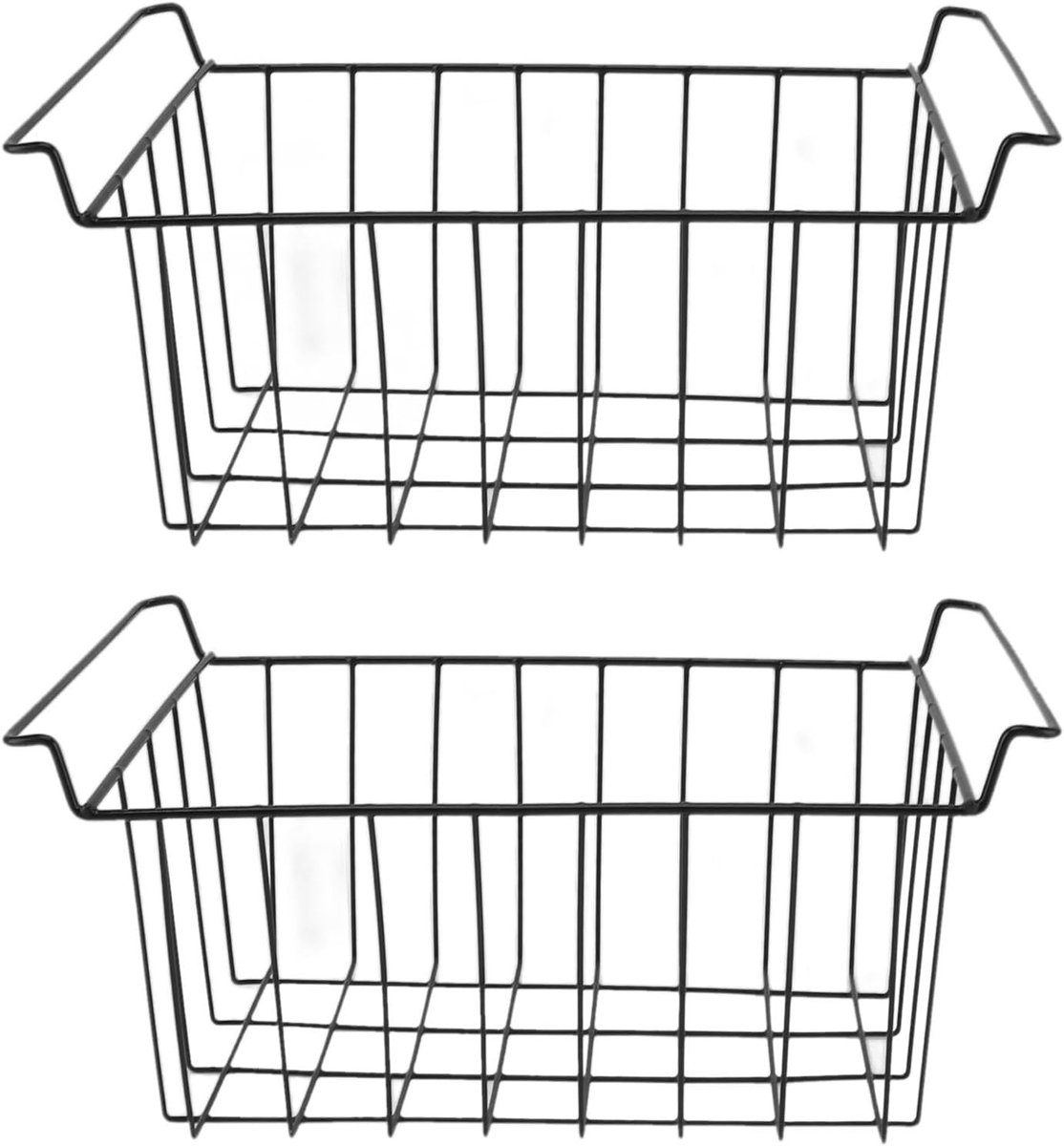 Hanging Basket Organizer voor Vriezer - 2 Stuks PE Coated Opslagmanden met Makkelijk Bevestigbare Haakjes - Ruimtebesparende Oplossing voor Keuken en Berging