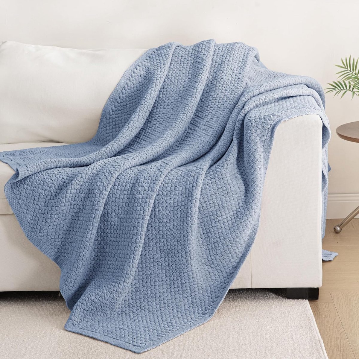 Chenille Deken 150 x 200 cm - Grijsblauw Pluizig - Zacht en Warm - Perfect voor Knuffelmomenten - ShopVlot