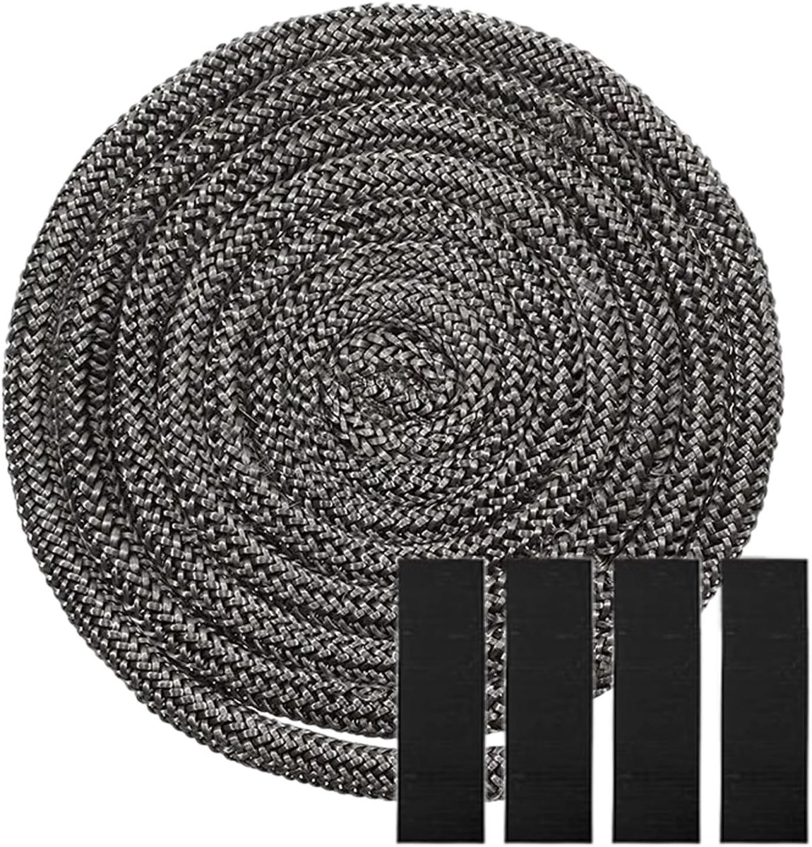 Afdichting voor open haard - 8 mm x 2 - 5 m - platte afdichting voor inzetstuk - afdichting voor open haard - houtkachel - voor open haard - ovendeur - houtkachel - zwart (8 mm x 2 - 5 m)