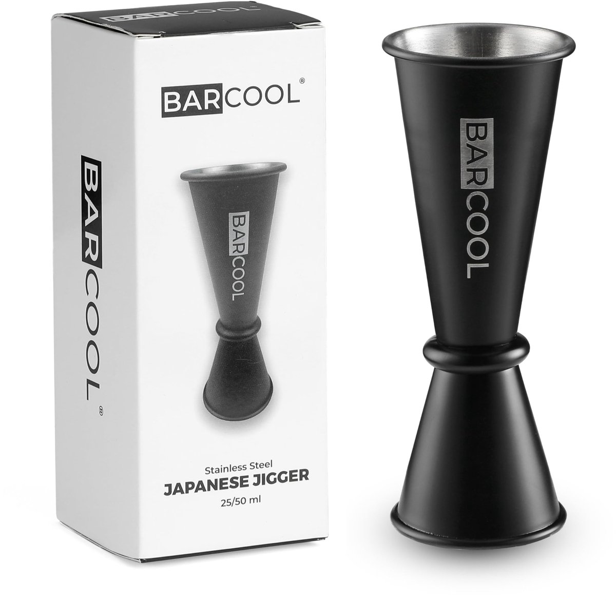 Cocktailmaatbeker 50ml/25ml - Dubbelzijdig - Zwart roestvrij staal - Perfect voor professionele barmannen - ShopVlot