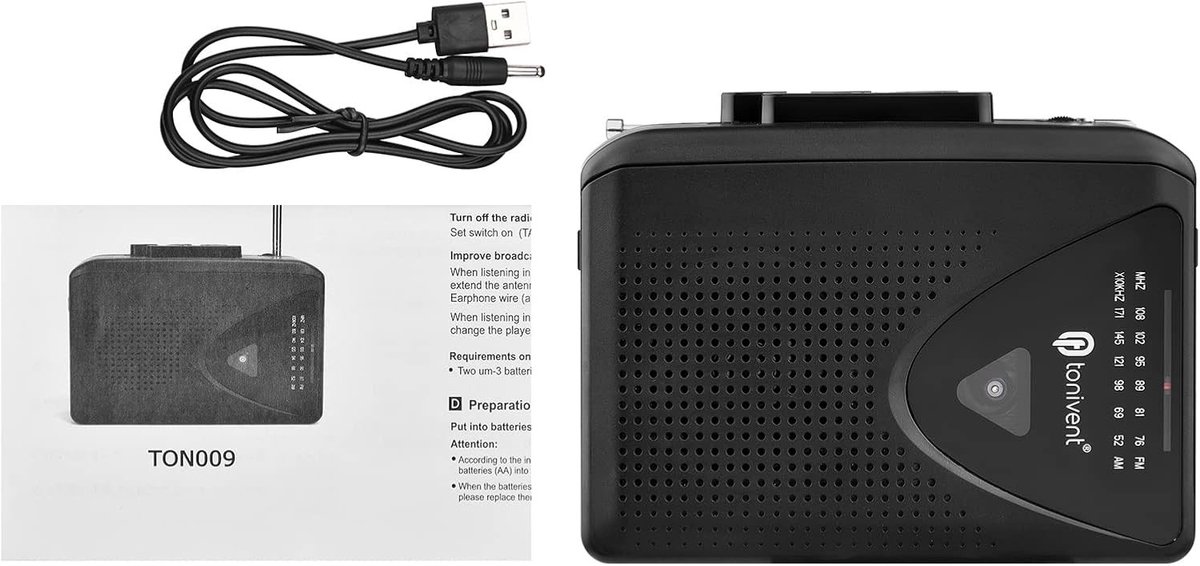Draagbare cassette speler met tape recorder, AM/FM radio en 3.5mm hoofdtelefoonaansluiting voor thuis, school en reizen