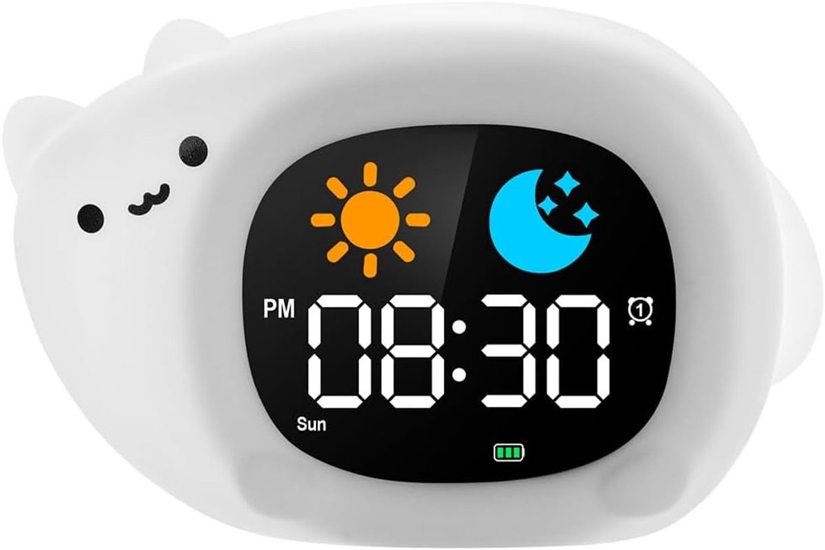 Digitale Wekkerradio voor Kinderen, Slaaptrainer met Snooze, Natuurlijke Geluiden en RGB Verlichting, Perfecte Cadeau Ideeën voor Kinderen