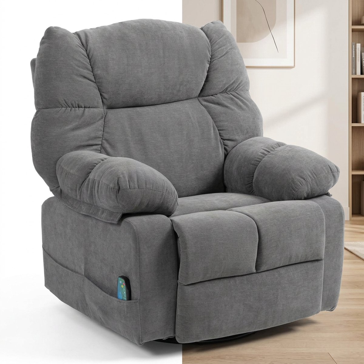 Massagestoel - Relaxfauteuil - Zetel - Stof - 1 persoons - Met armleuning - Zeer comfortabel - Elektrisch - Grijs