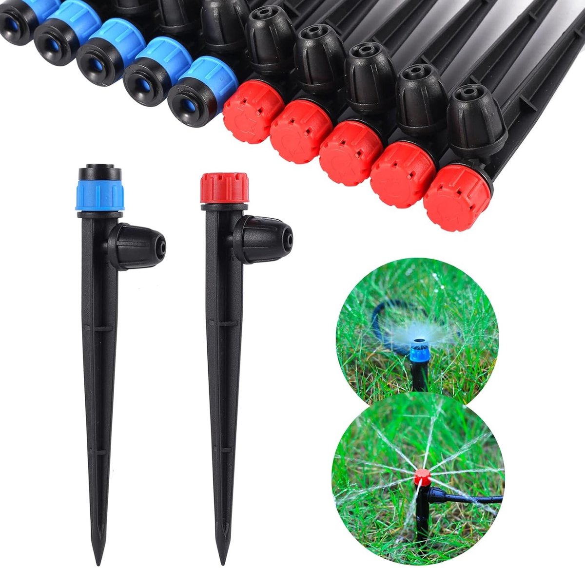 360 Graden Verstelbare Drip Irrigation Emitters voor 1/4 Inch Slangen - 50 Stuks voor Efficiënte Watergift en Tuinirrigatie