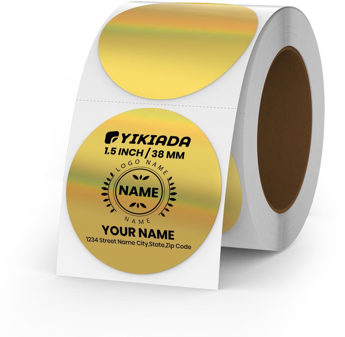 Thermische etiketten 50 mm - gouden stippen - waterdicht vinyl - zelfklevend voor adresstickers - ShopVlot