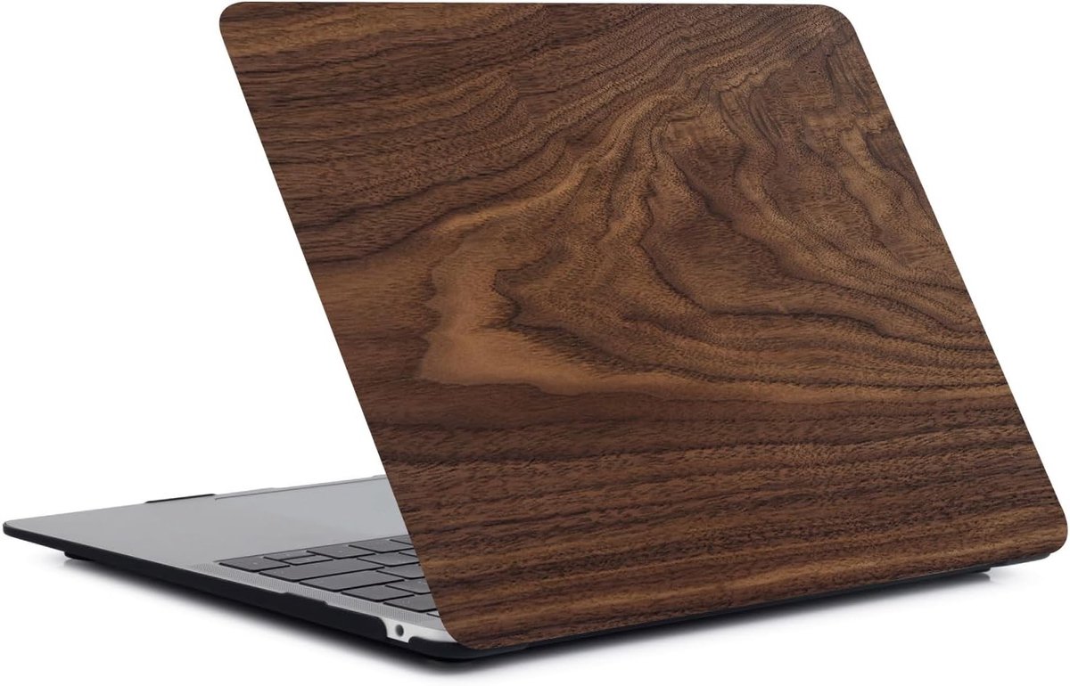 Beschermende Hard Shell Cover voor MacBook Air 13.6 Inch met Liquid Retina Display en Touch ID, Bruin Hout Design, Ideaal voor Studenten en Professionals