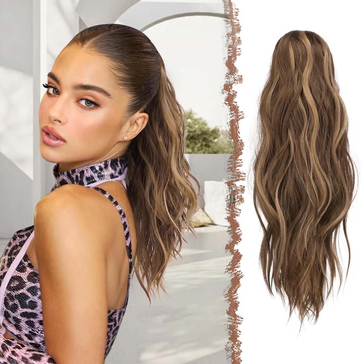 Wavy Claw Ponytail Extension van 50 cm, Clip-in Haarverlengingen voor Vrouwen in Honingblond en Lichtbruin, Perfect voor een Stijlvolle Look en Gemakkelijke Styling