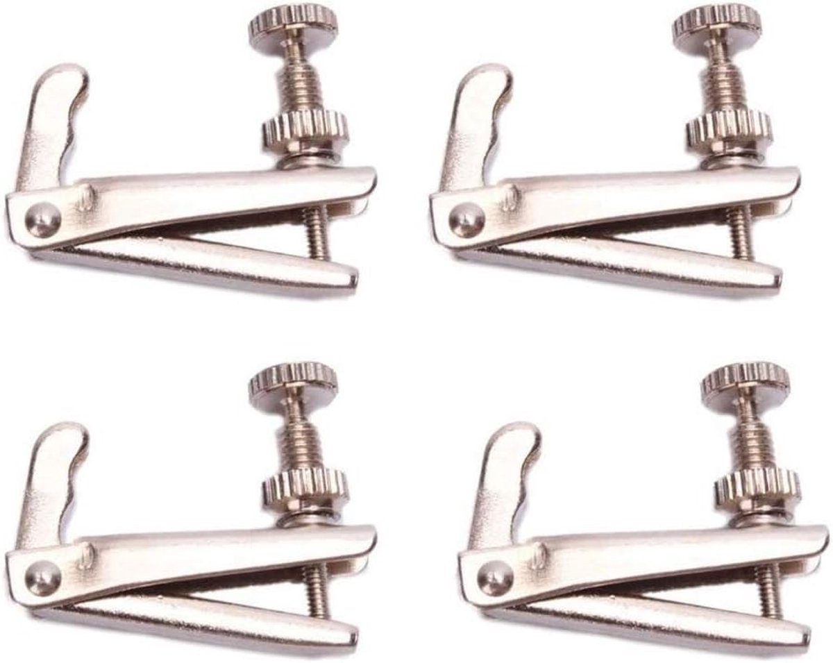 Set van 4 Volledige Maat 3/4-4/4 Viool Snaren met Fijnstemmers in Zilver voor Optimale Geluidskwaliteit